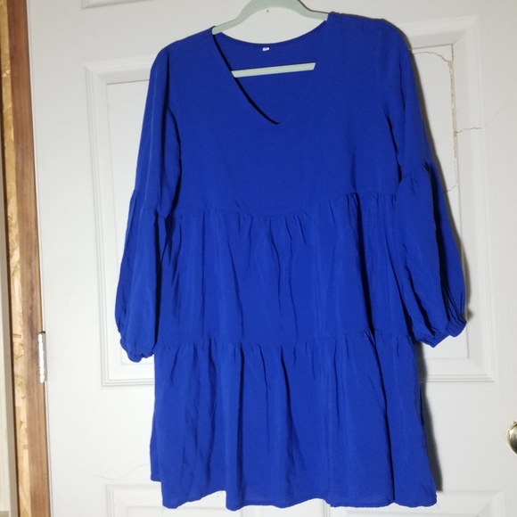 SOLD BOHO oversized blue/purple dress small - Picture 3 of 7